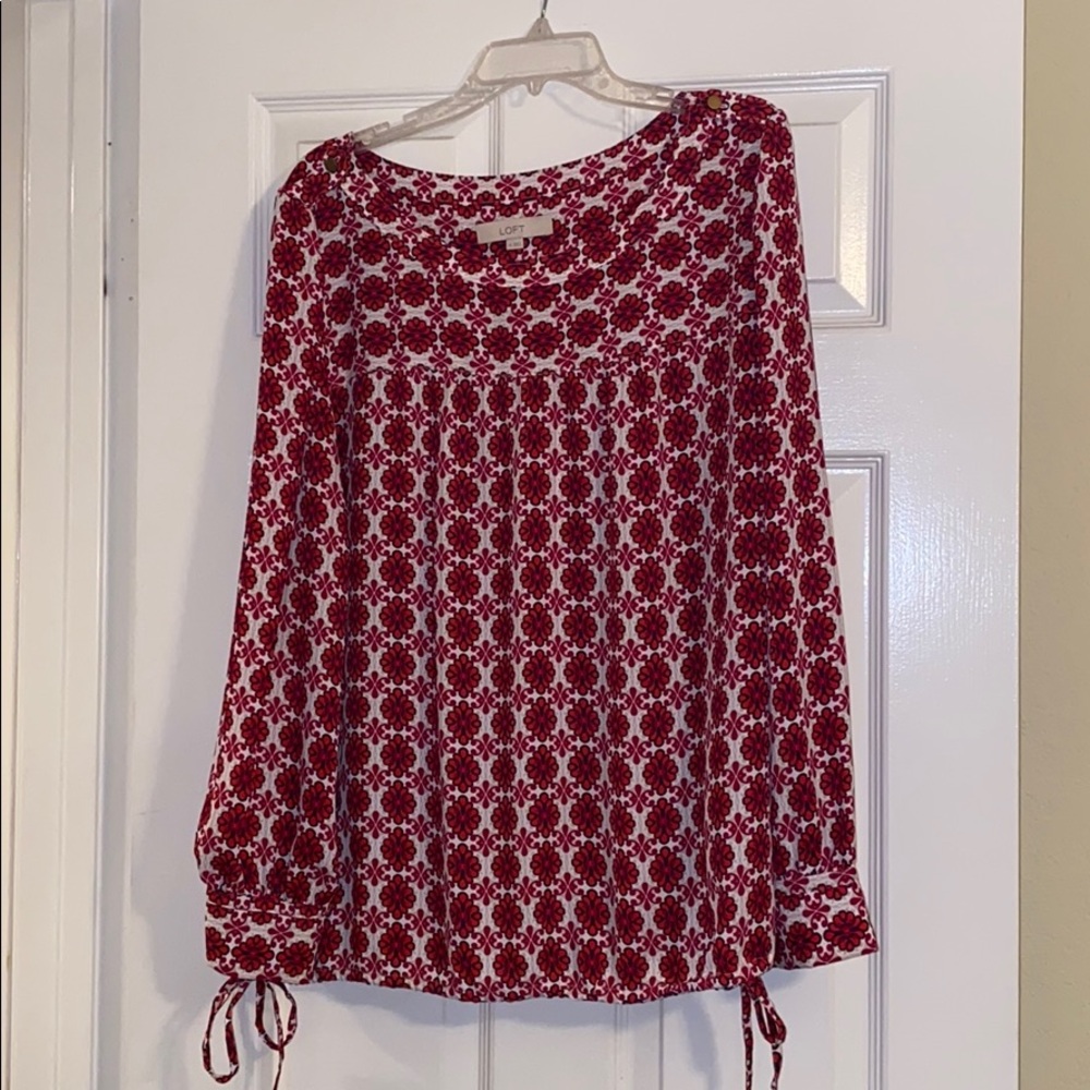 Loft Floral Tie Hem Blouse XXL - Picture 3 of 8
